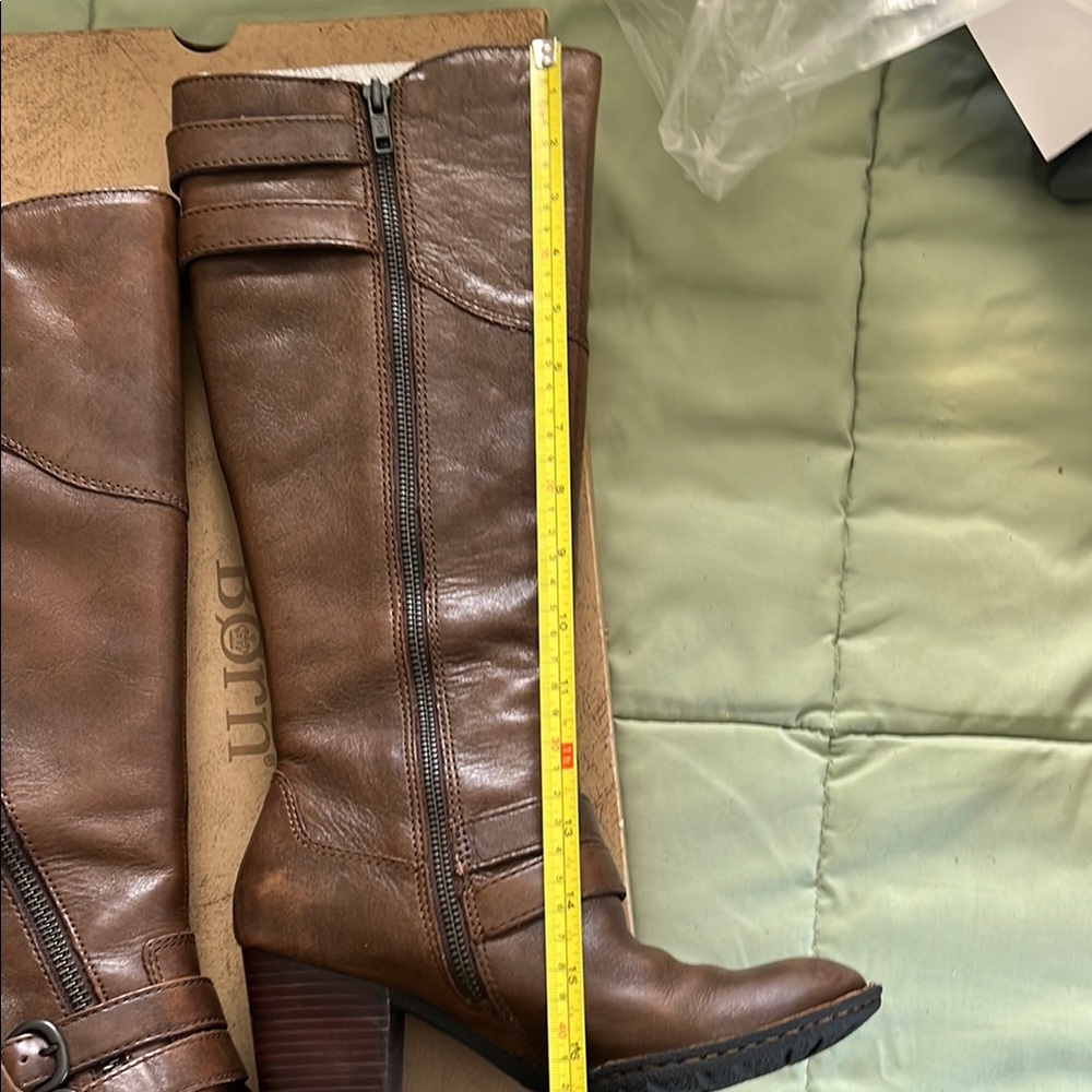 Born Brown Leather Knee-High Heeled Boots - Picture 11 of 16
